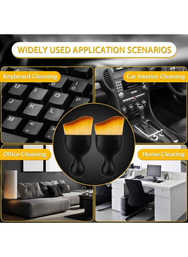 فرشاة تنظيف صالون السيارة، فرشاة تنظيف السيارة بشعيرات ناعمة، أداة تنظيف داخلية للسيارة لتنظيف السيارة من الداخل والخارج، من جلد سكايلايت، فرشاة غبار من امرولز، قطعتان (أسود) - Image 1